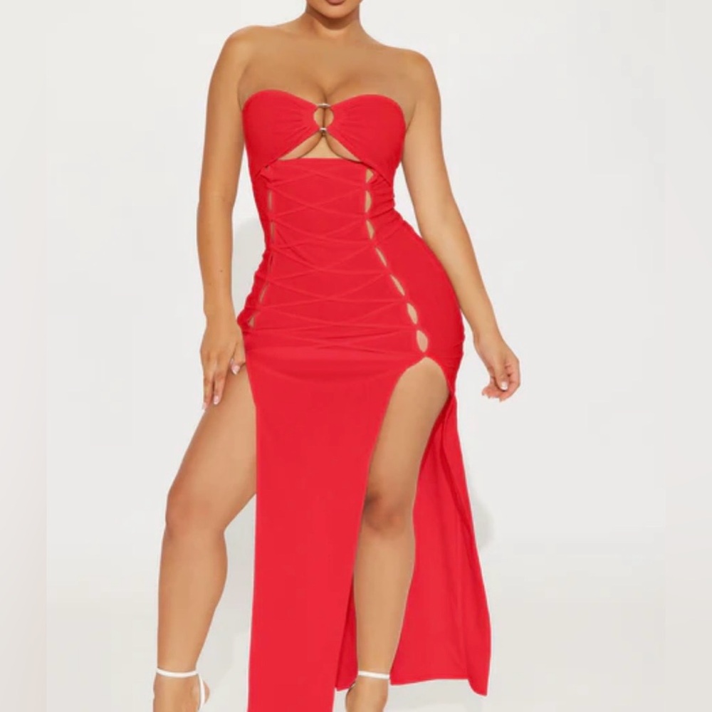 Fashion Nova Bold Red Strapless Dress